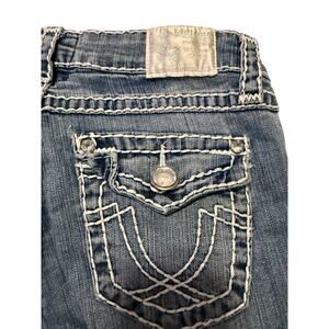 L.A. Idol Y2K Rhinestone Embellished Jeans with Distressed Finish - Size 7